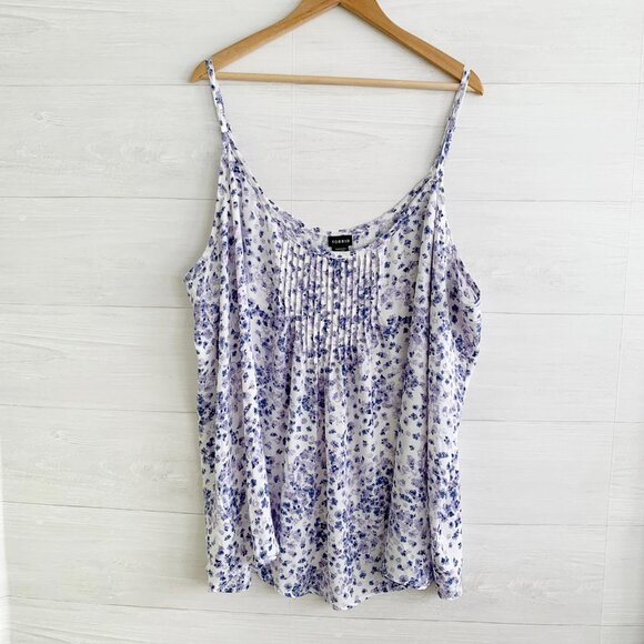 Torrid - Purple blue floral chiffon pleated cami tank, sz 5 5X - Picture 1 of 5